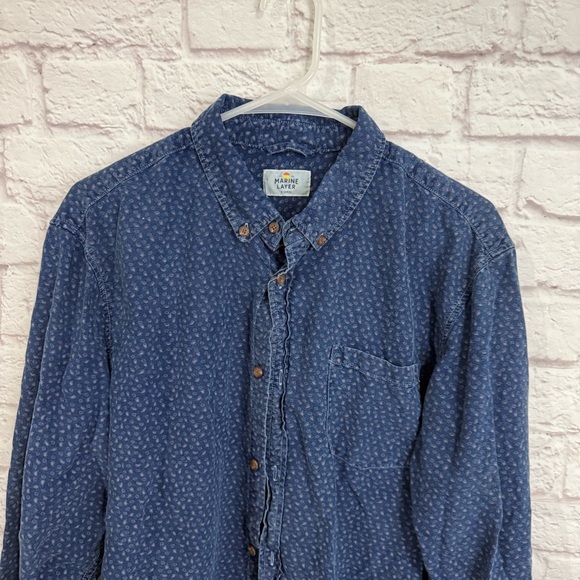 Marine Layer Washington Button down shirt men’s XL indigo dyed - Picture 2 of 6